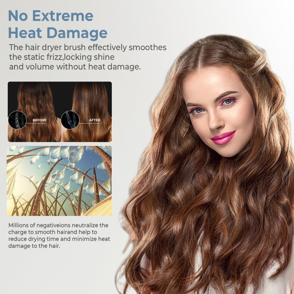 5 in 1 Hot Air Comb Automatic Curling Negative Ion Hair Dryer, Color: Black Gold EU Plug