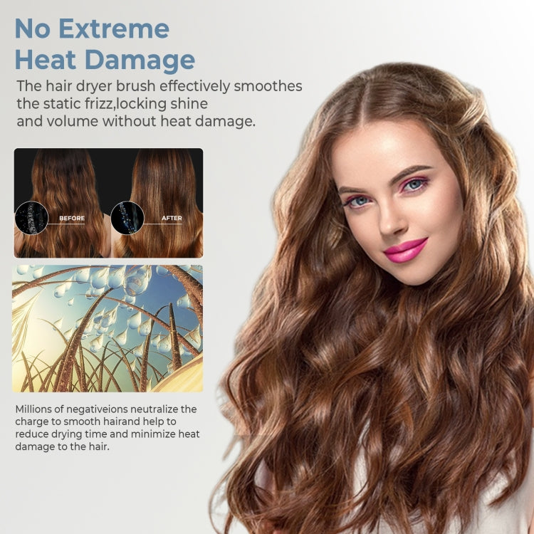 5 in 1 Hot Air Comb Automatic Curling Negative Ion Hair Dryer, Color: Black Gold EU Plug