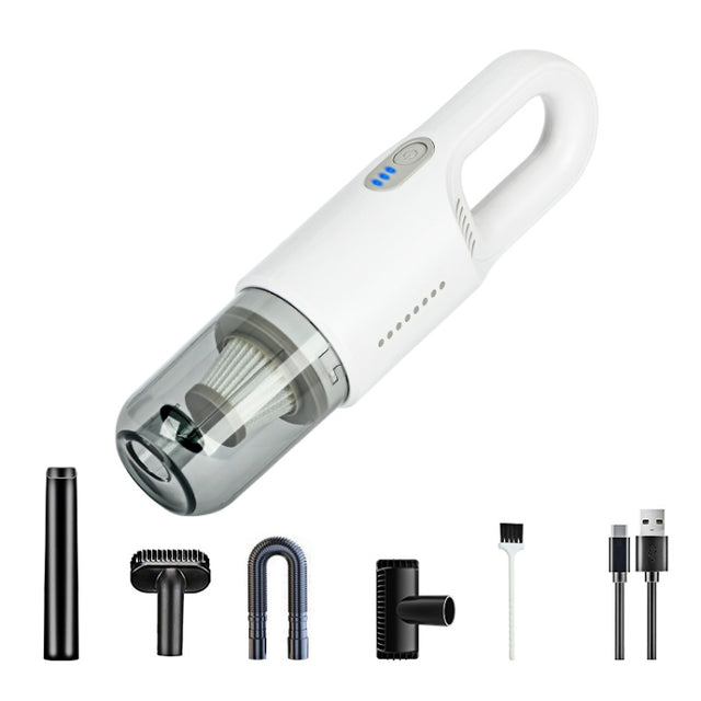 Wireless Car-mounted High-power Suction Handheld Vacuum Cleaner, Color: White 7.4V