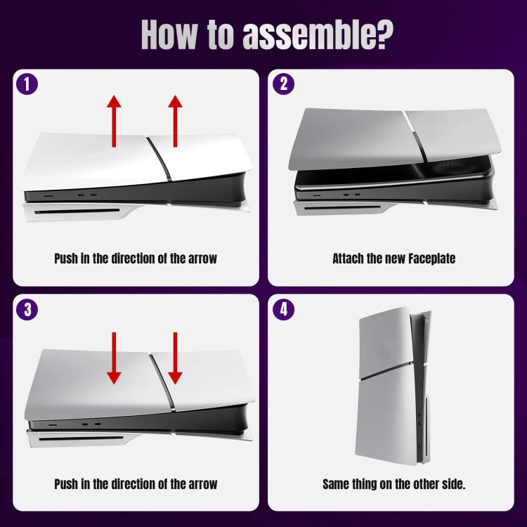 For PS5 Slim Replacement Faceplate Shell Detachable Protective Case, Model: Disc Edition Gray