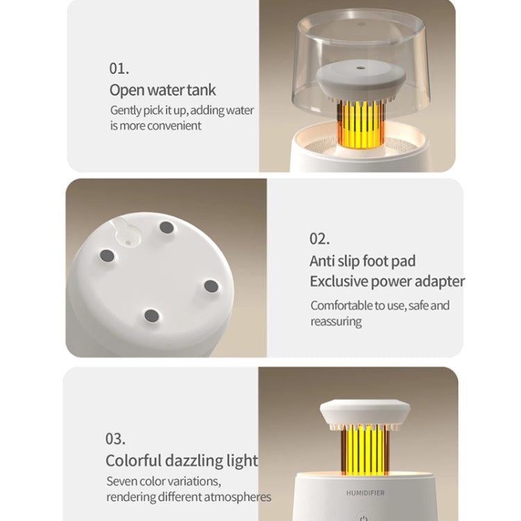 Raindrop Candlelight Aromatherapy Diffuser Air Humidifier with Colorful Lights US Plug White