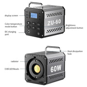 Desiontal ZU-60 60W Hand-Held Camera Light High Power Fill Light, EU Plug, Spec: Standard
