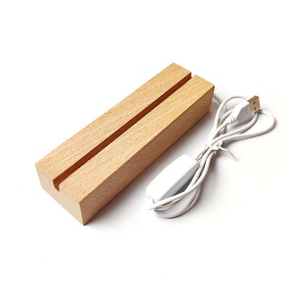 LED Light Solid Wood Luminous Base for Resin Art Acrylic Glass Lights Rectangular Slot 15cm(Warm Light)
