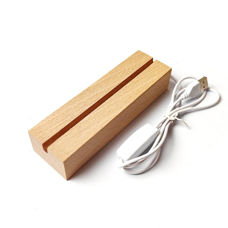 LED Light Solid Wood Luminous Base for Resin Art Acrylic Glass Lights Rectangular Slot 20cm(Three-color Light)