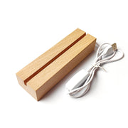 LED Light Solid Wood Luminous Base for Resin Art Acrylic Glass Lights Rectangular Slot 20cm(Three-color Light)