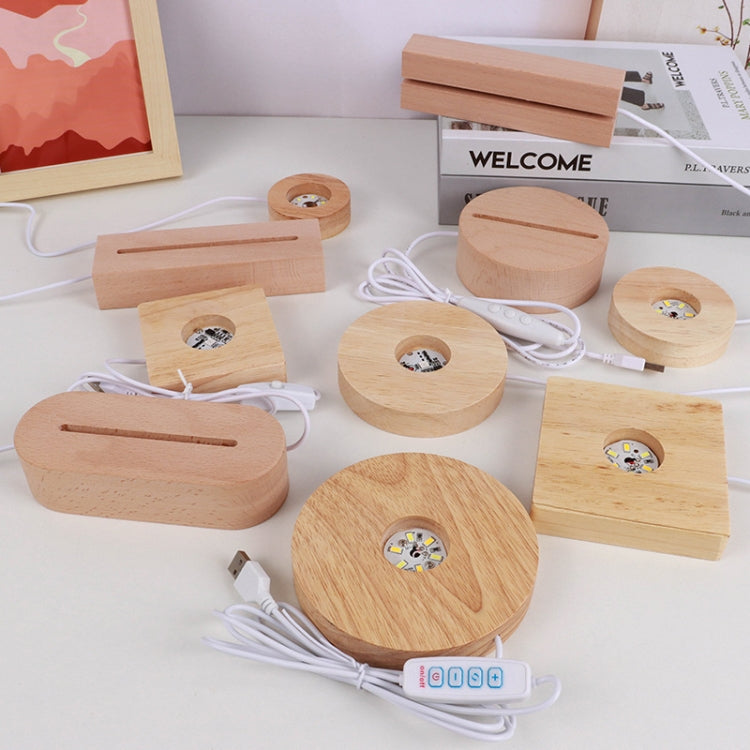 LED Light Solid Wood Luminous Base for Resin Art Acrylic Glass Lights Rectangular Slot 20cm(Three-color Light)