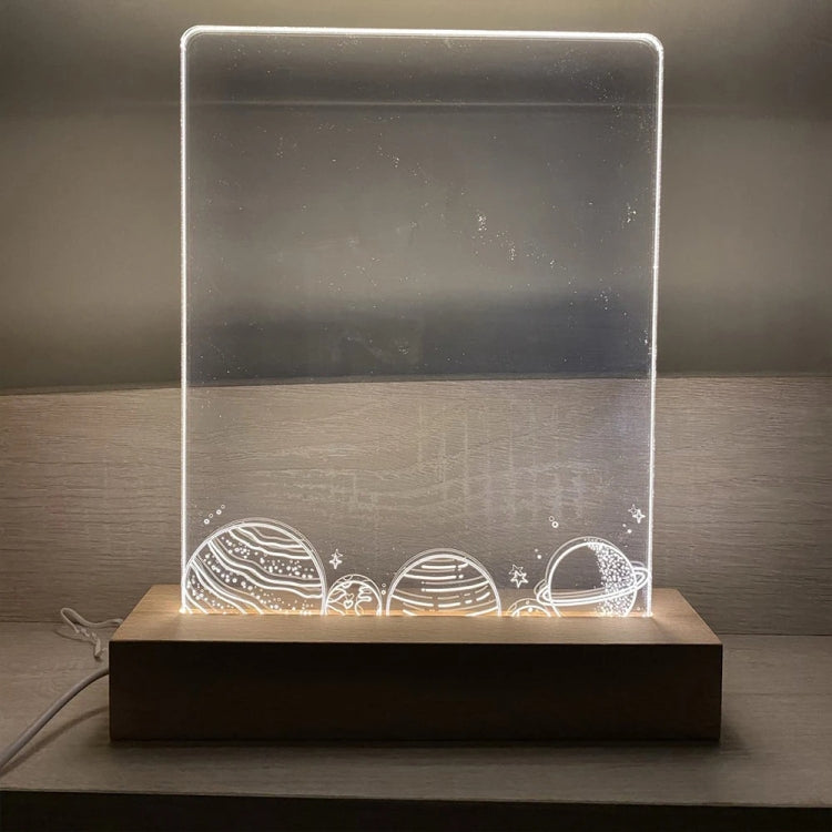 LED Light Solid Wood Luminous Base for Resin Art Acrylic Glass Lights Rectangular Slot 20cm(Warm Light)