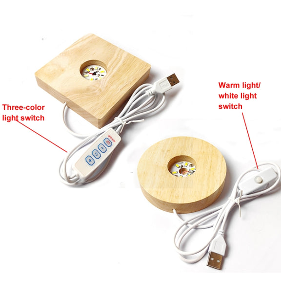 LED Light Solid Wood Luminous Base for Resin Art Acrylic Glass Lights Oval  15cm(Warm Light)