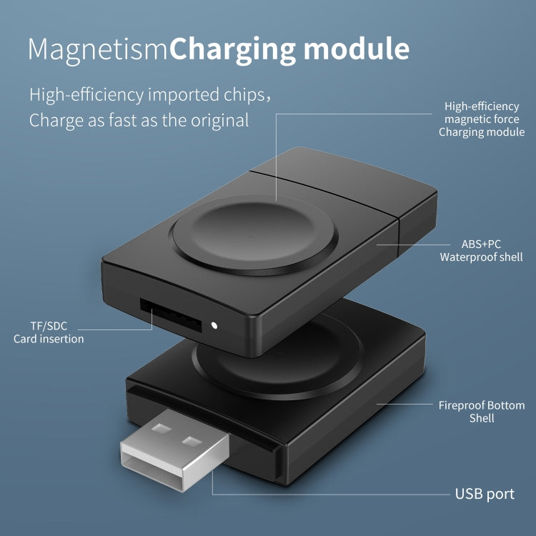 S02 For Apple Watch Series USB Magnetic Watch Wireless Charger With Card Reader Function(White)