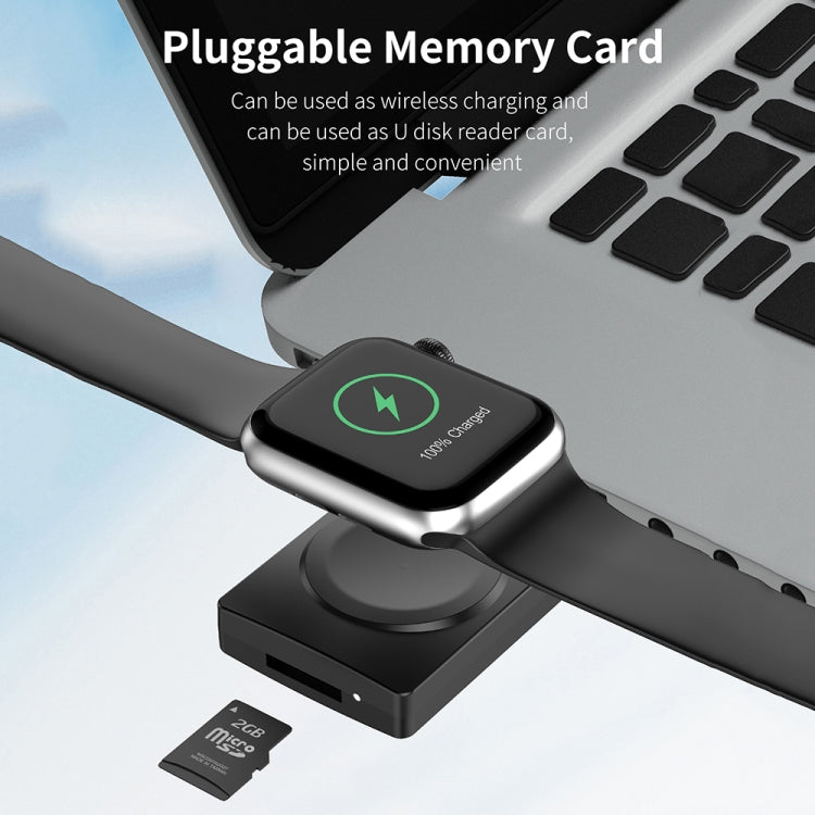 S02 For Apple Watch Series USB Magnetic Watch Wireless Charger With Card Reader Function(White)