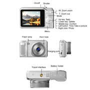 1080P HD Student Retro Digital Card Camera, Color: White