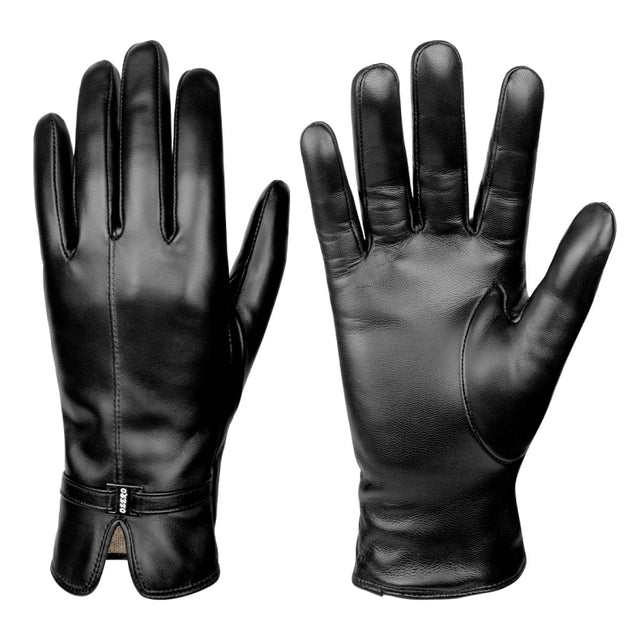 Women Sheepskin Wool Fleece Lined Windproof Warm Gloves Touchscreen Thick Snow Driving Gloves, Size: M(Black)