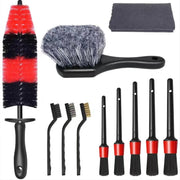 11pcs /Set Car Wash Cleaning Gap Detail Short Handle Brush(Red)