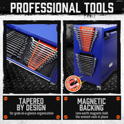 12-Slot Plastic Magnetic Removable Tray Wrench Storage Bracket(Black+Orange)
