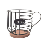 Coffee Companion Storage Rack Cup-Shaped Kitchen Storage Basket, Color: Black with Words