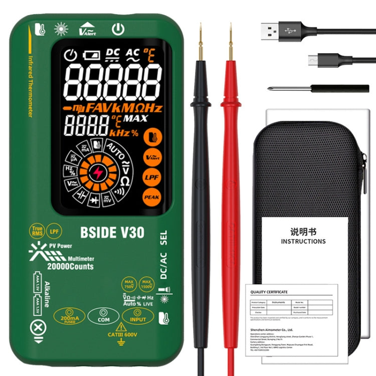 BSIDE V30 Intelligent Colorful Screen PV Multimeter Infrared Thermometer