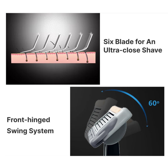 2pcs /Pack Six Blade OpenBack System Skin Razor Refills for Men