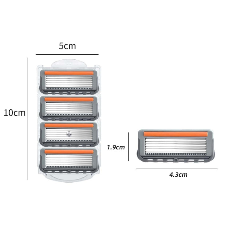 2pcs /Pack Six Blade OpenBack System Skin Razor Refills for Men
