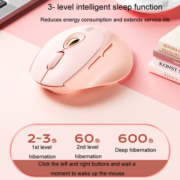 Inphic DR801 2.4G+Bluetooth 5.0/4.0 Wireless Mouse USB Tri-Mode Mute Rechargeable Girls Office Home Gaming Mouse(Pink)