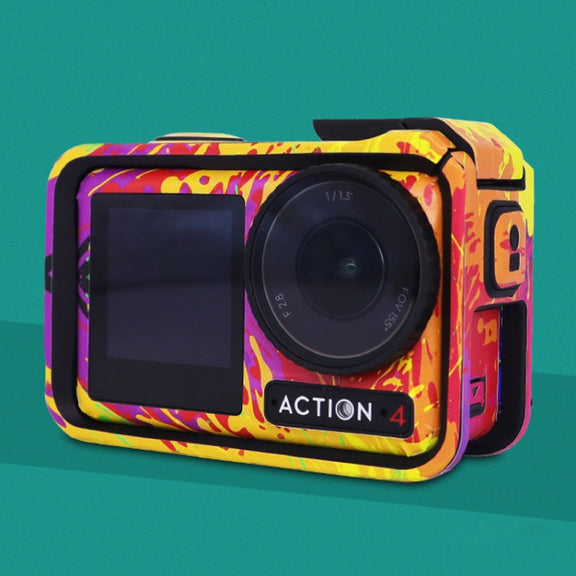 For DJI Action 4 Motion Camera Stickers All Inclusive Photo Frame Color Changing Stickers Accessories, Style: AC4-11 Circuit Red