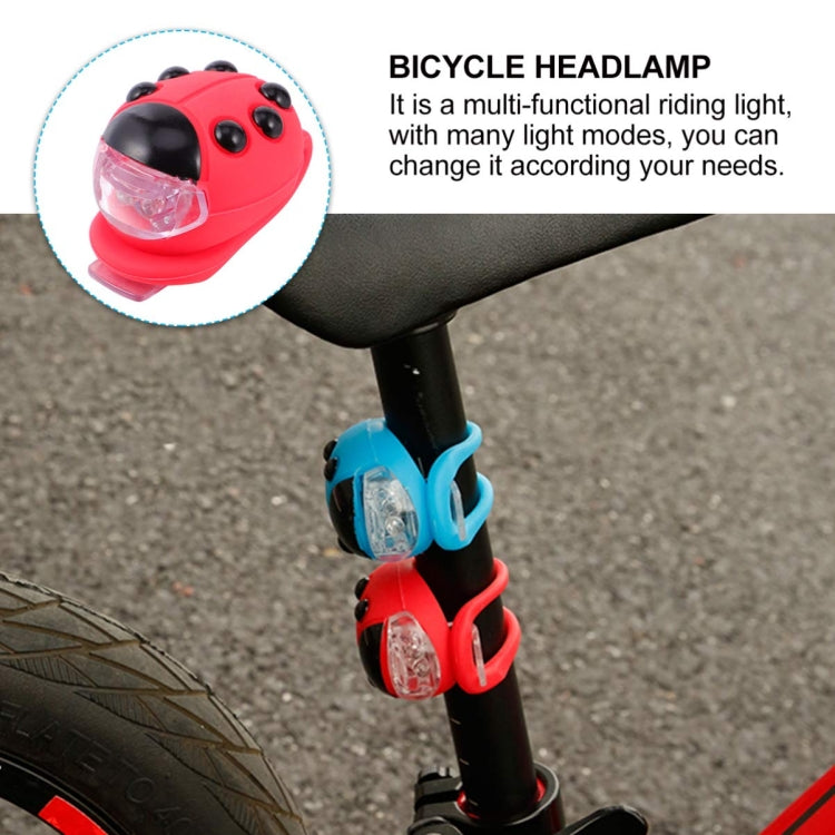 Bicycle Equipment Silicone Ladybug LED Headlight(Blue Shell+Red Light)