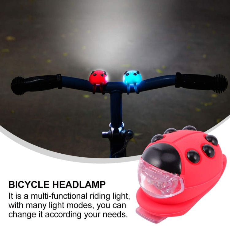 Bicycle Equipment Silicone Ladybug LED Headlight(Blue Shell+Red Light)