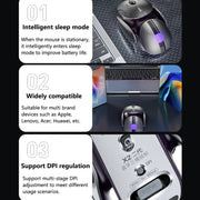 Inphic X2 Bluetooth Wireless Mouse Tri-Mode Silent Rechargeable Office Gaming Laptop Mouse(Liquid Metal Gray)