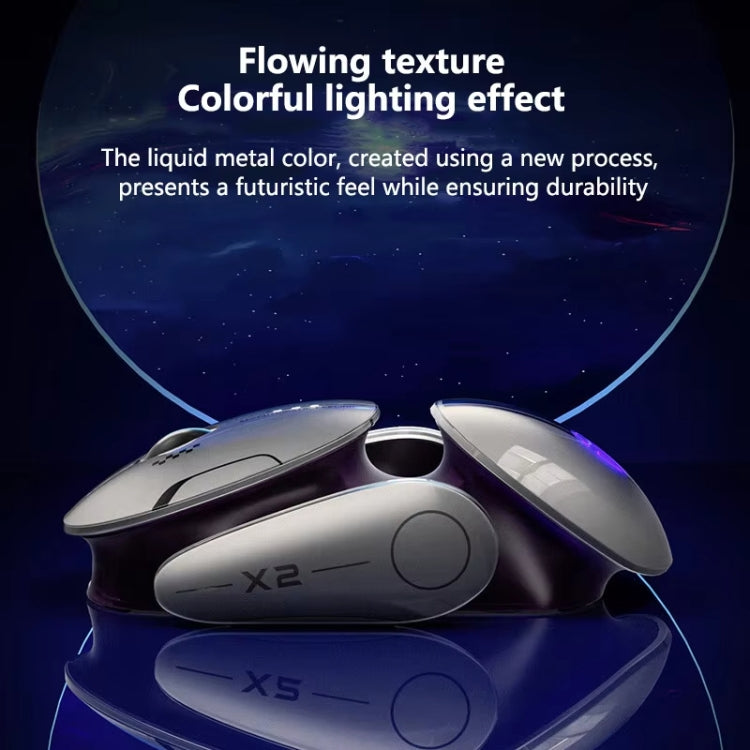 Inphic X2 Bluetooth Wireless Mouse Tri-Mode Silent Rechargeable Office Gaming Laptop Mouse(Liquid Metal Gray)