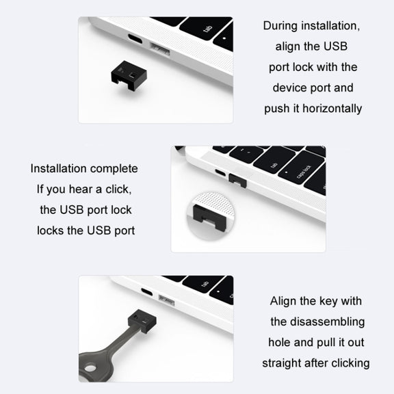 USB Removable Sealing Plug Ddustproof Hidden Anti-Theft Safety Lock(10 Plug+1 Key)