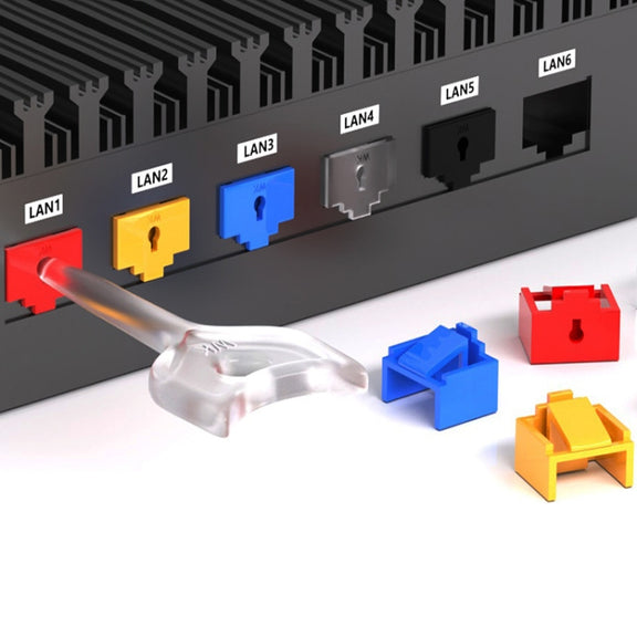 RJ45 Pport Anti-theft Lock Removable Dust Plug(Black 10 Plug+1 Key)
