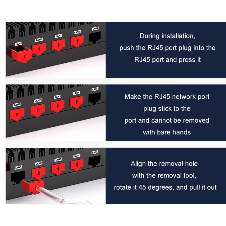RJ45 Pport Anti-theft Lock Removable Dust Plug(Yellow 10 Plug+1 Key)