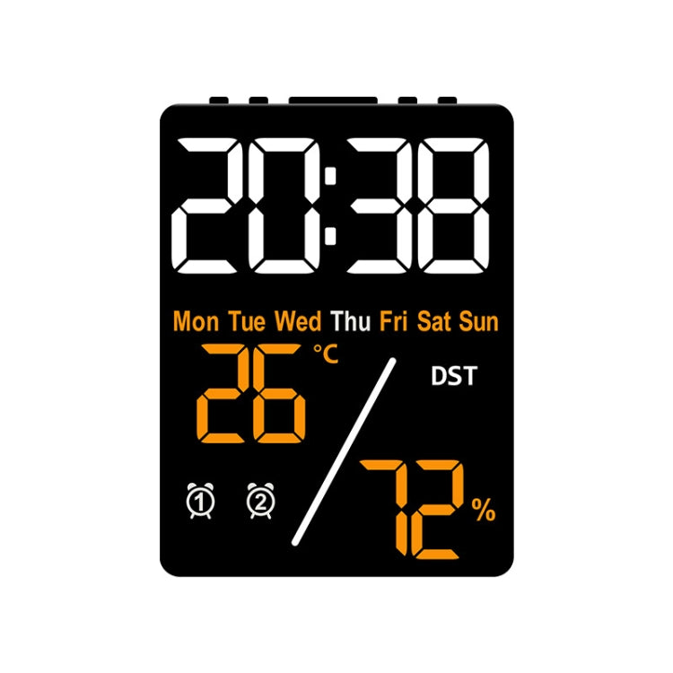 Multifunctional Temperature / Humidity Display Electronic Alarm Clock, Color: Orange Black