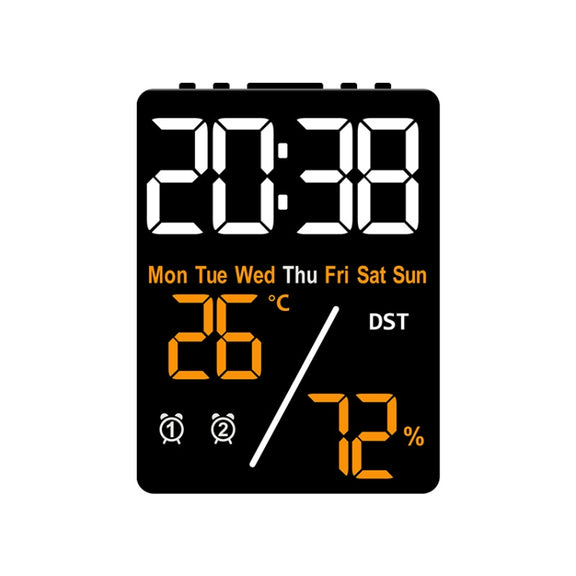 Multifunctional Temperature / Humidity Display Electronic Alarm Clock, Color: Orange Black