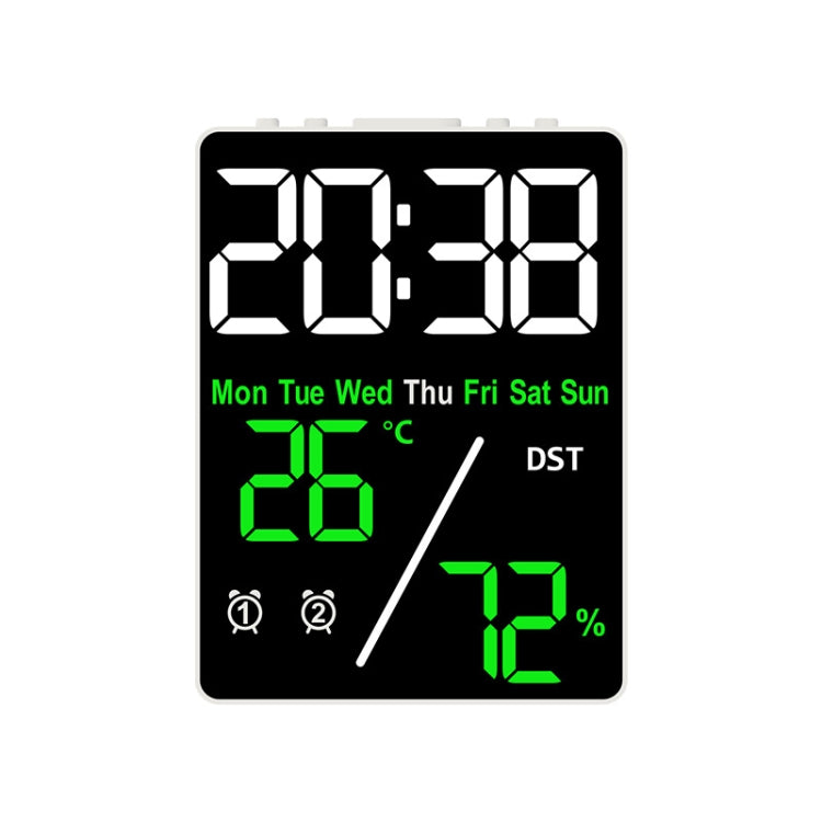 Multifunctional Temperature / Humidity Display Electronic Alarm Clock, Color: Green White