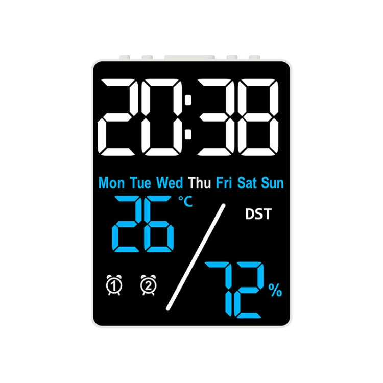 Multifunctional Temperature / Humidity Display Electronic Alarm Clock, Color: Blue White