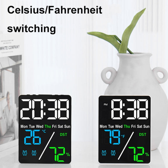 Multifunctional Temperature / Humidity Display Electronic Alarm Clock, Color: Rose Red White