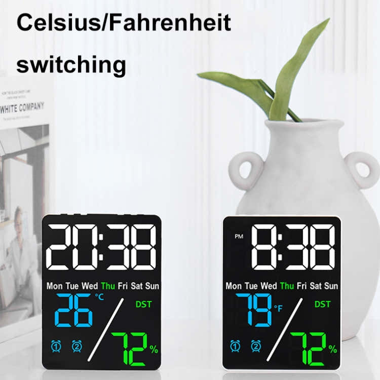 Multifunctional Temperature / Humidity Display Electronic Alarm Clock, Color: Blue White