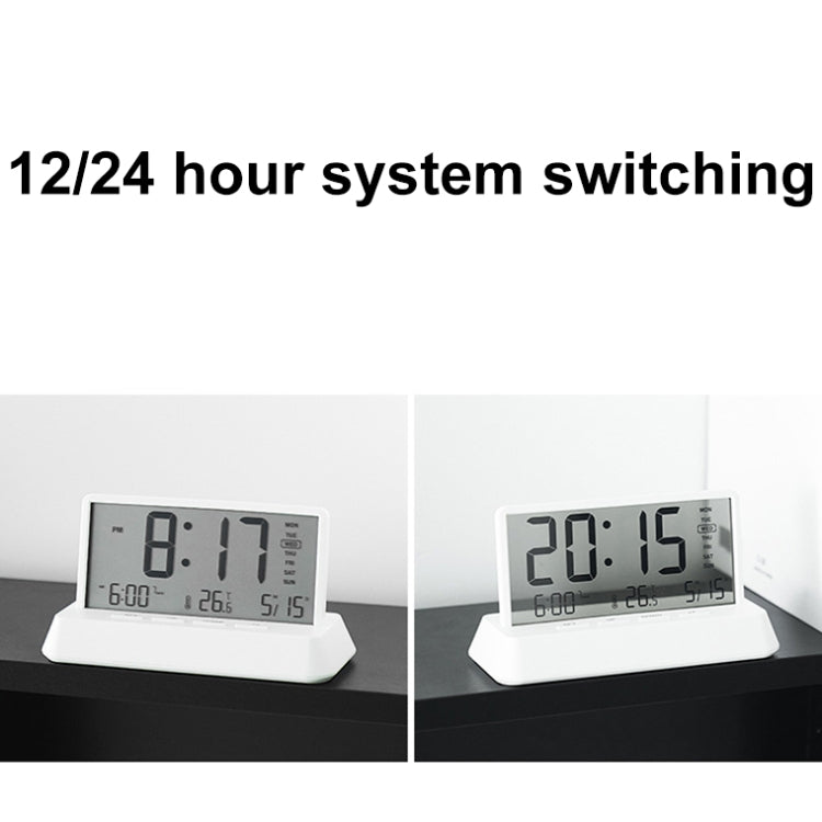 Multifunctional Temperature / Date Display Electronic Alarm Clock(White Transparent)