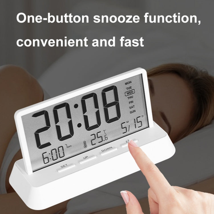 Multifunctional Temperature / Date Display Electronic Alarm Clock(White Transparent)