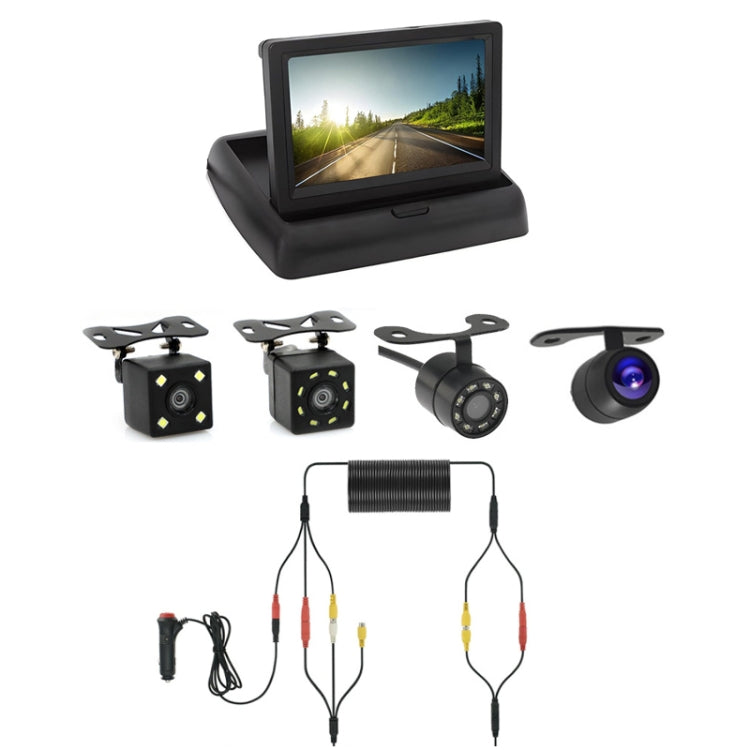 4.3 Inch Display Night Vision Water-resistant Reversing Camera +7 Meter Extension Cable, Color: Detachable Screen + Butterfly 8 Light Camera
