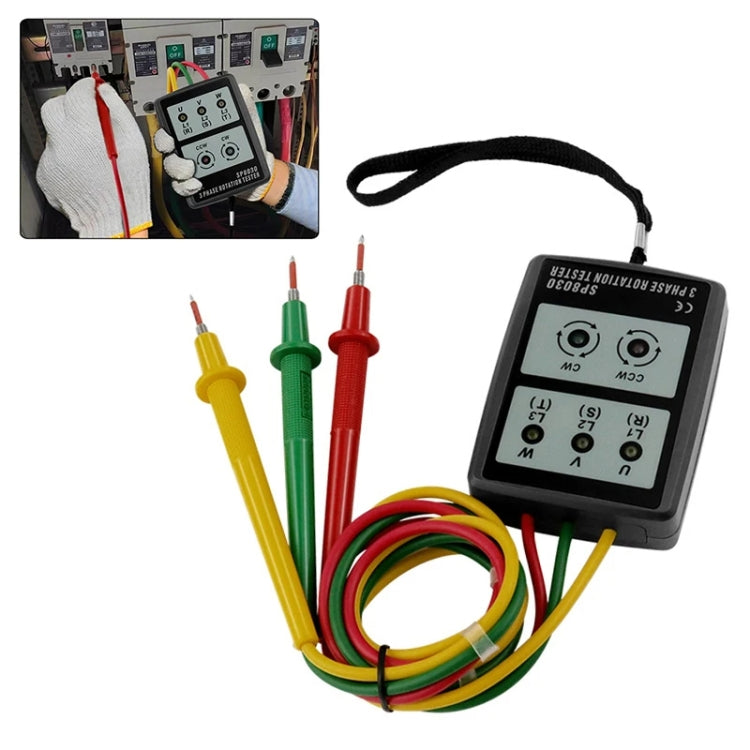SP8030 3 Phase Alternating Current Phase Meter Phase Detector Rotation Tester Indicator Digital Phase-Order Indicator