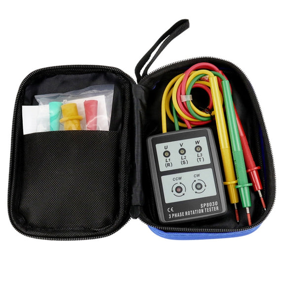 SP8030 3 Phase Alternating Current Phase Meter Phase Detector Rotation Tester Indicator Digital Phase-Order Indicator
