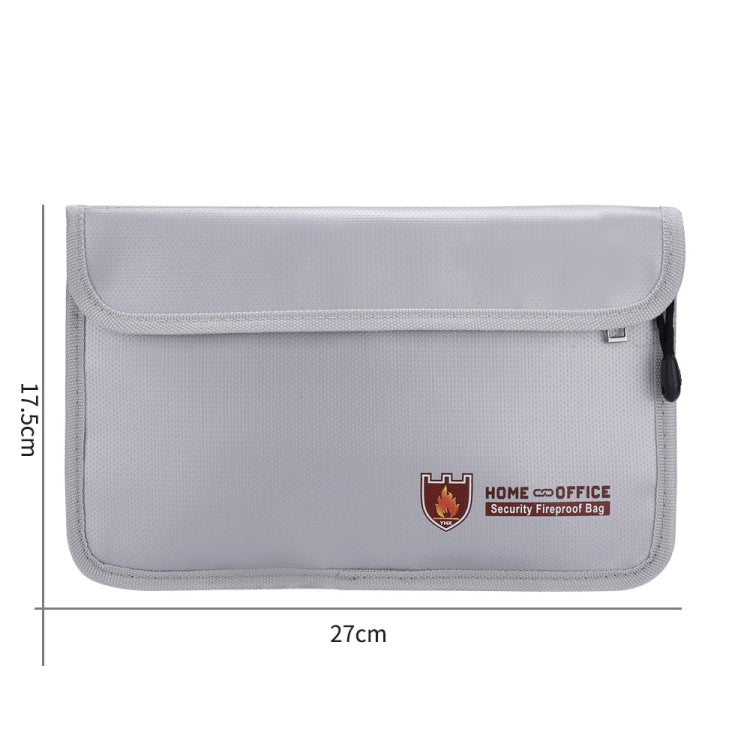 Double Zipper Pockets Fireproof Document Bag Valuables Storage Pouch 10.6x6.9 Inch