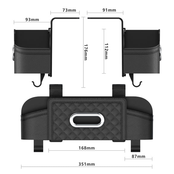 Multifunctional Car Seat Back Tissue Storage Box Hanging Bag(Black)