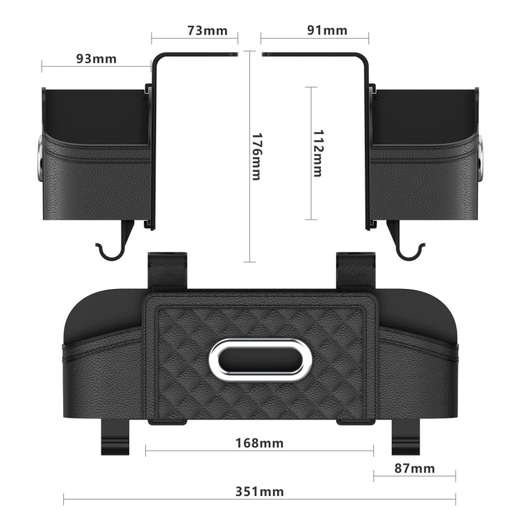 Multifunctional Car Seat Back Tissue Storage Box Hanging Bag(Wine Red)