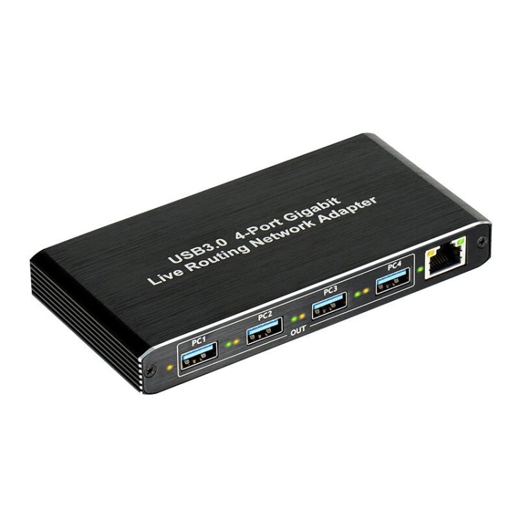 USB3.0 4-Ports Gigabit Network Adapter Plug and Play Router(Black)