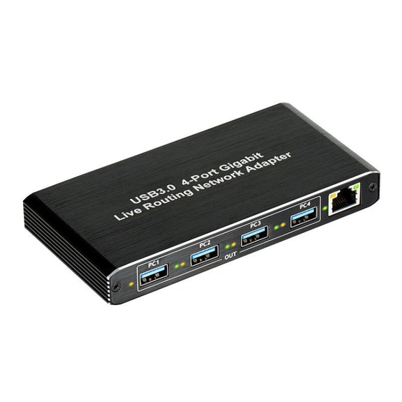 USB3.0 4-Ports Gigabit Network Adapter Plug and Play Router(Black)
