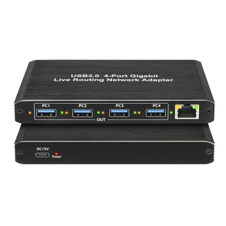 USB3.0 4-Ports Gigabit Network Adapter Plug and Play Router(Black)