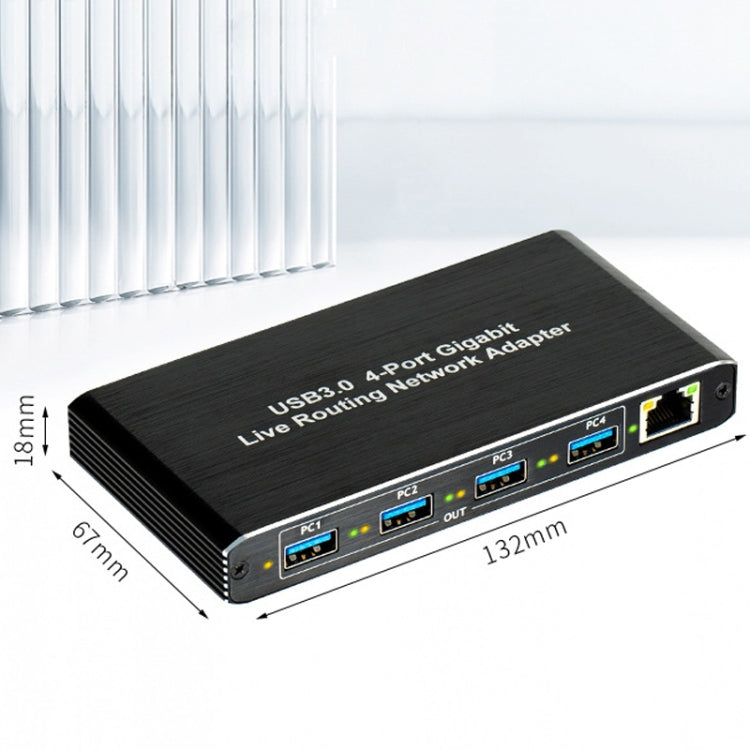 USB3.0 4-Ports Gigabit Network Adapter Plug and Play Router(Black)