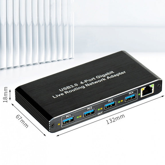 USB3.0 4-Ports Gigabit Network Adapter Plug and Play Router(Black)